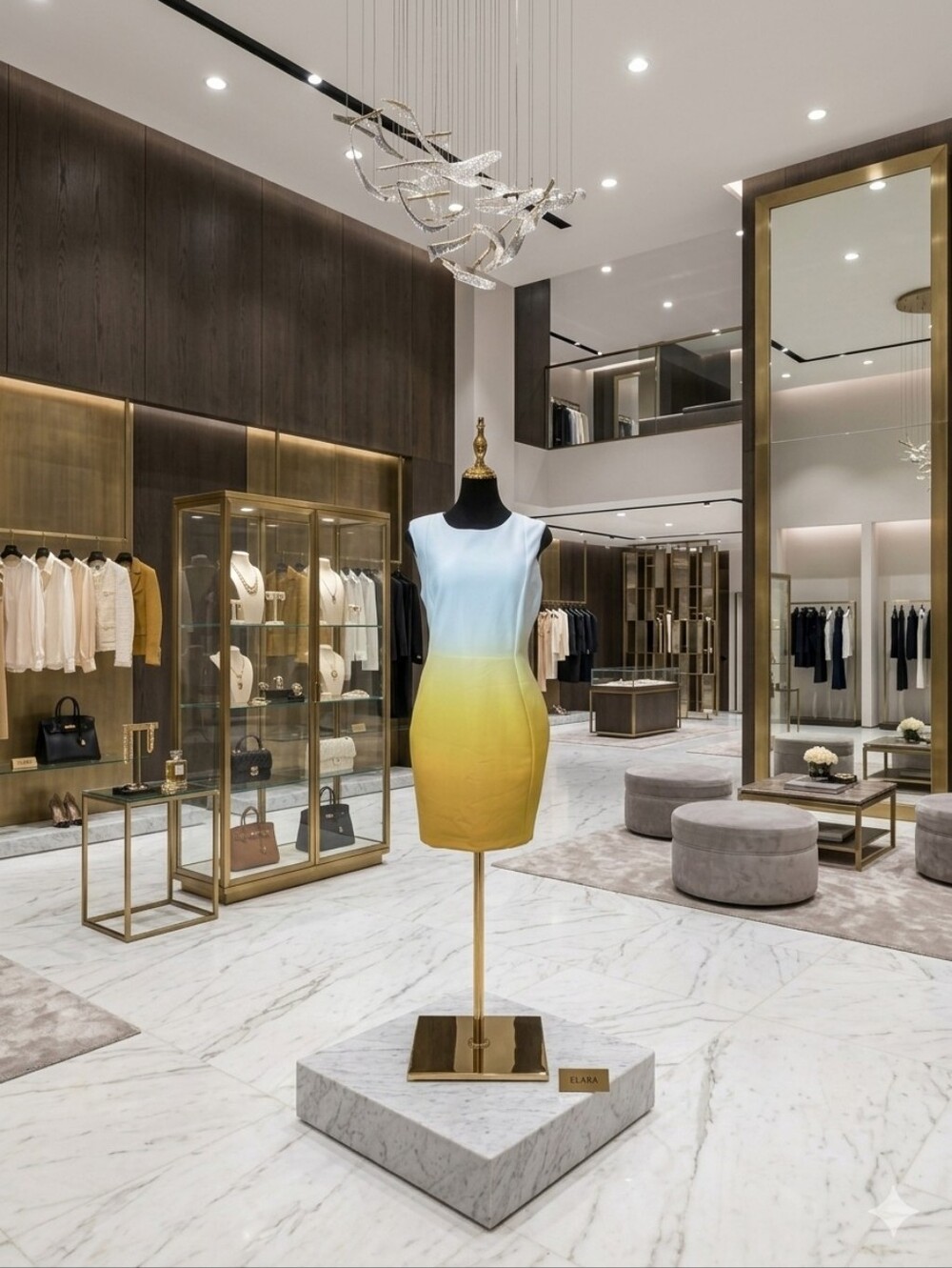 Calvin Klein Sleeveless White to Yellow Ombre Sheath Dress